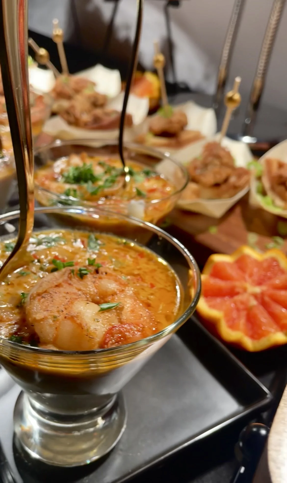 Shrimp and grits after dark