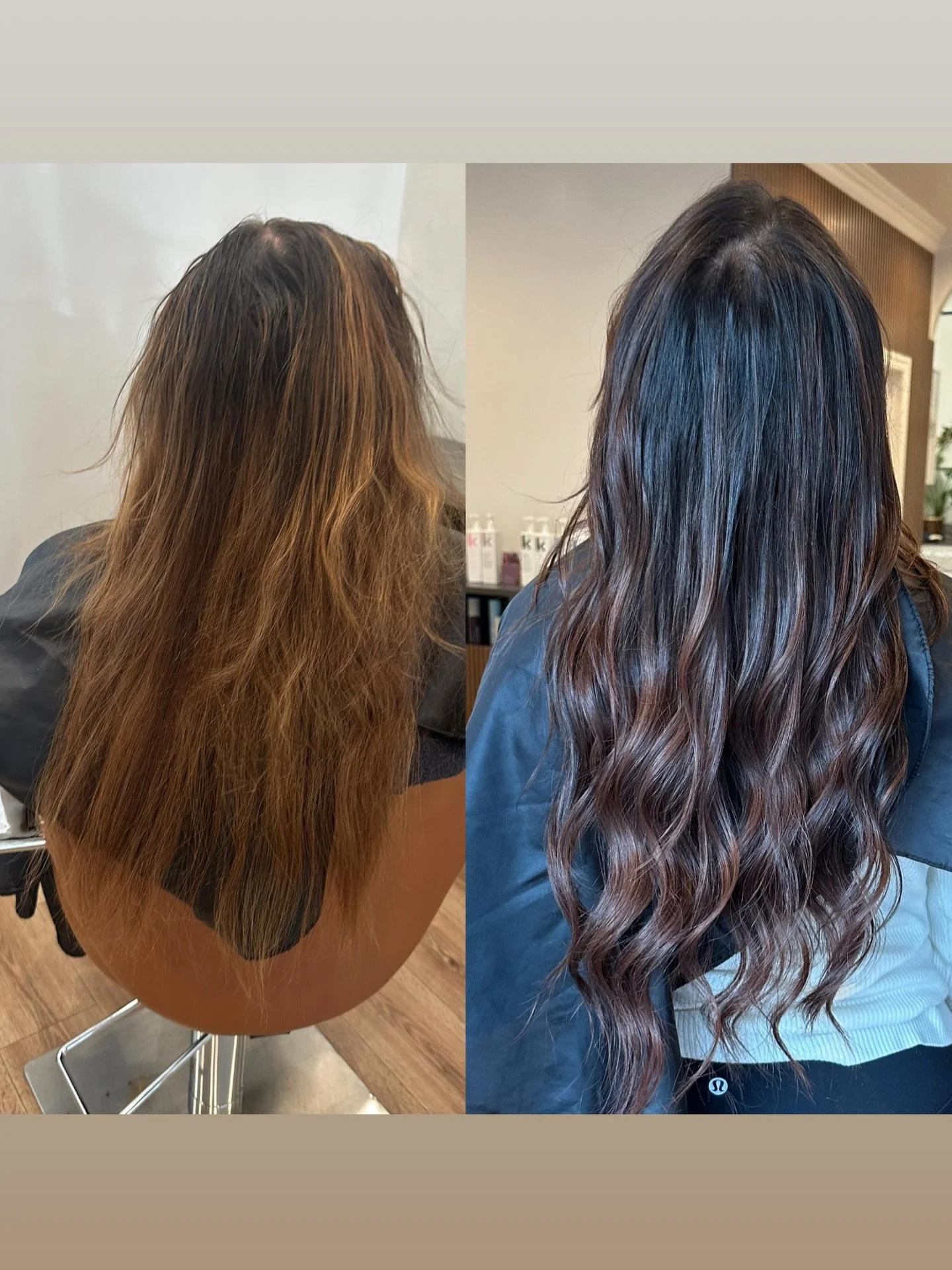 You know that feeling when you finally get the hair you&rsquo;ve been dreaming of? 😍
That&rsquo;s exactly what happened for Stephanie.
✔️ Her color was dull &rarr; We refreshed it with a gloss
✔️ Her ends were dry &rarr; A deep treatment brought the