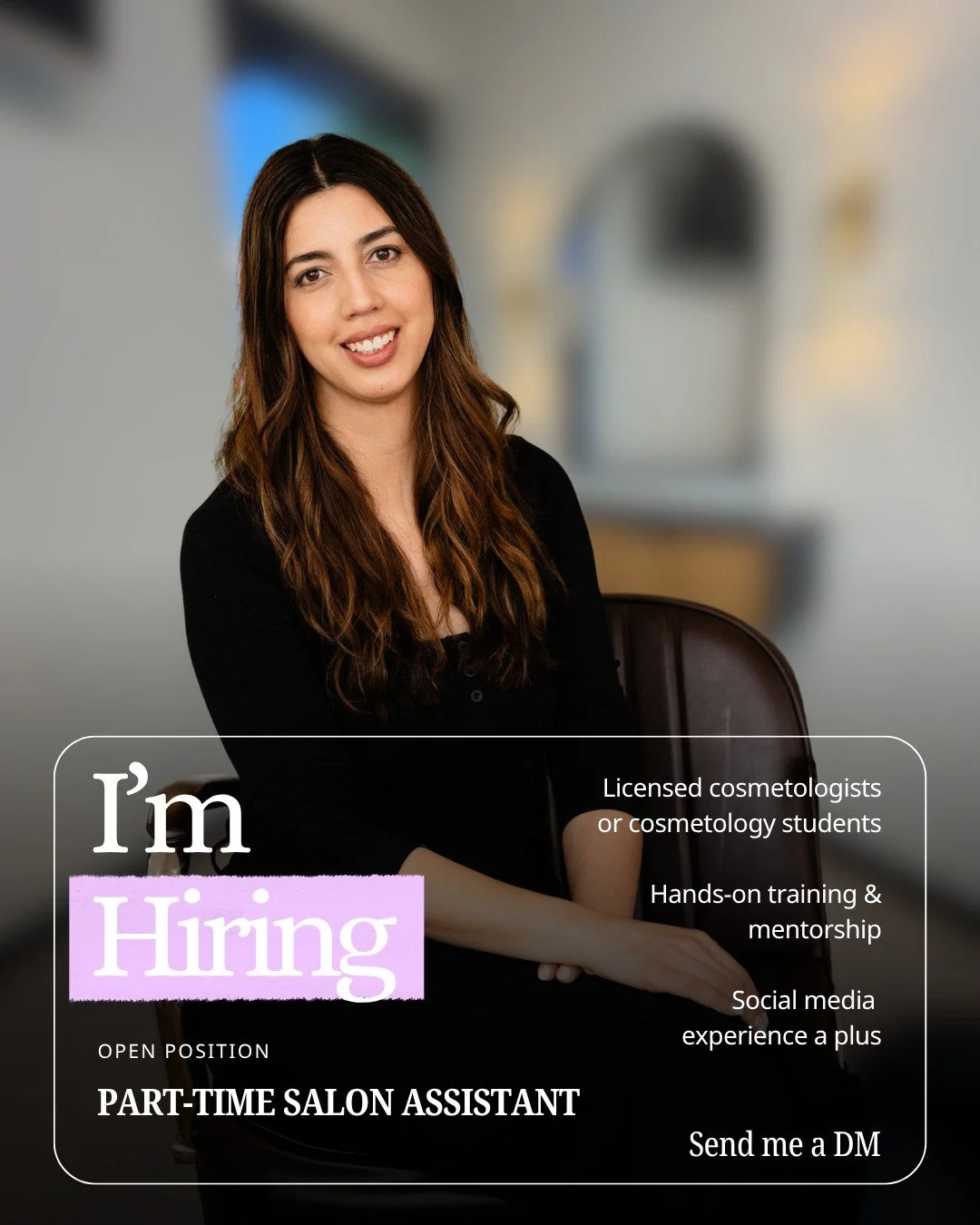 ✨ WE&rsquo;RE HIRING! ✨

Looking to grow your career behind the chair? 💇&zwj;♀️
We're searching for a Part-Time Salon Assistant who is passionate about beauty, eager to learn, and ready to gain hands-on experience in a luxury salon environment.

✔️ 