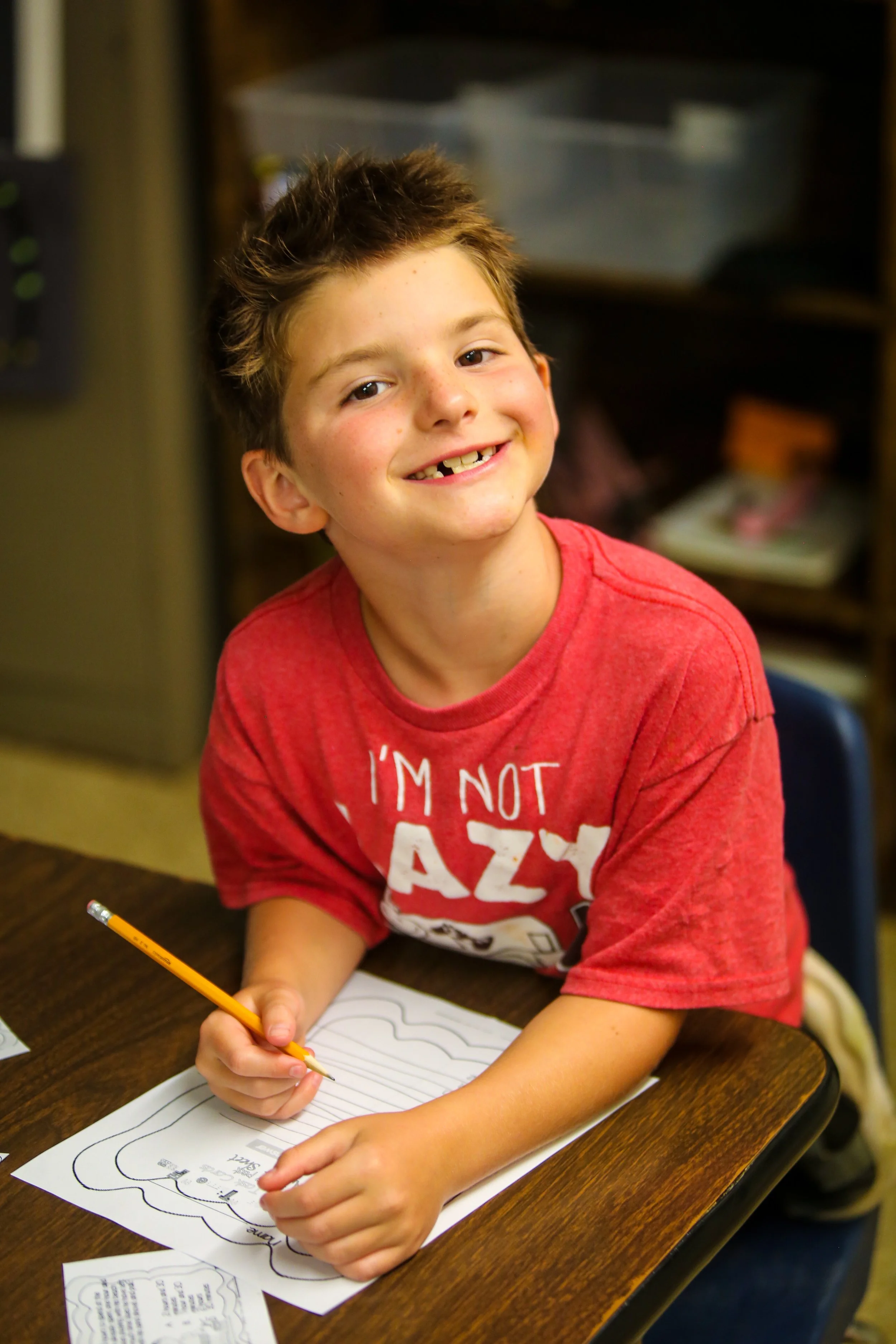 Boy Studying at Desk