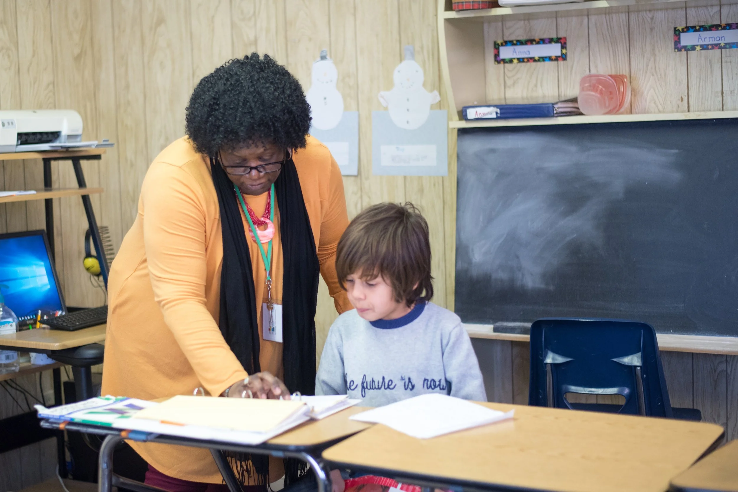 Oakland School Student and Teacher in Classroom