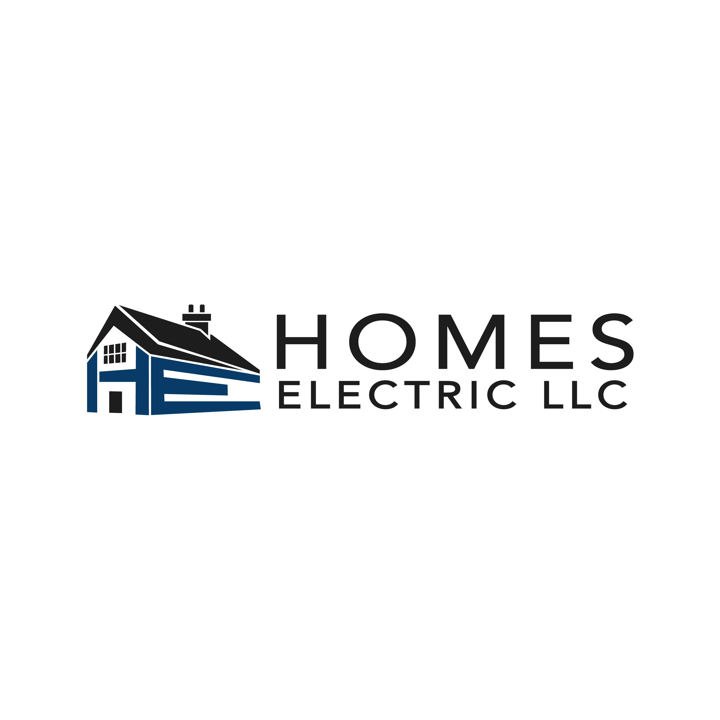 Logo for Homes Electric LLC with a stylized house graphic and bold text.