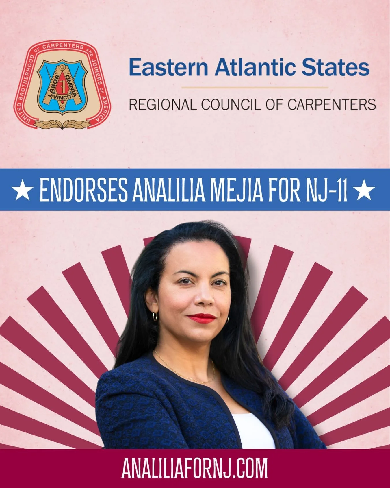 I&rsquo;m proud to be endorsed by the Eastern Atlantic States Regional Council of Carpenters. 

As a former union organizer, I&rsquo;ll fight to raise wages, protect workers&rsquo; rights, and build an economy that works for working families, includi