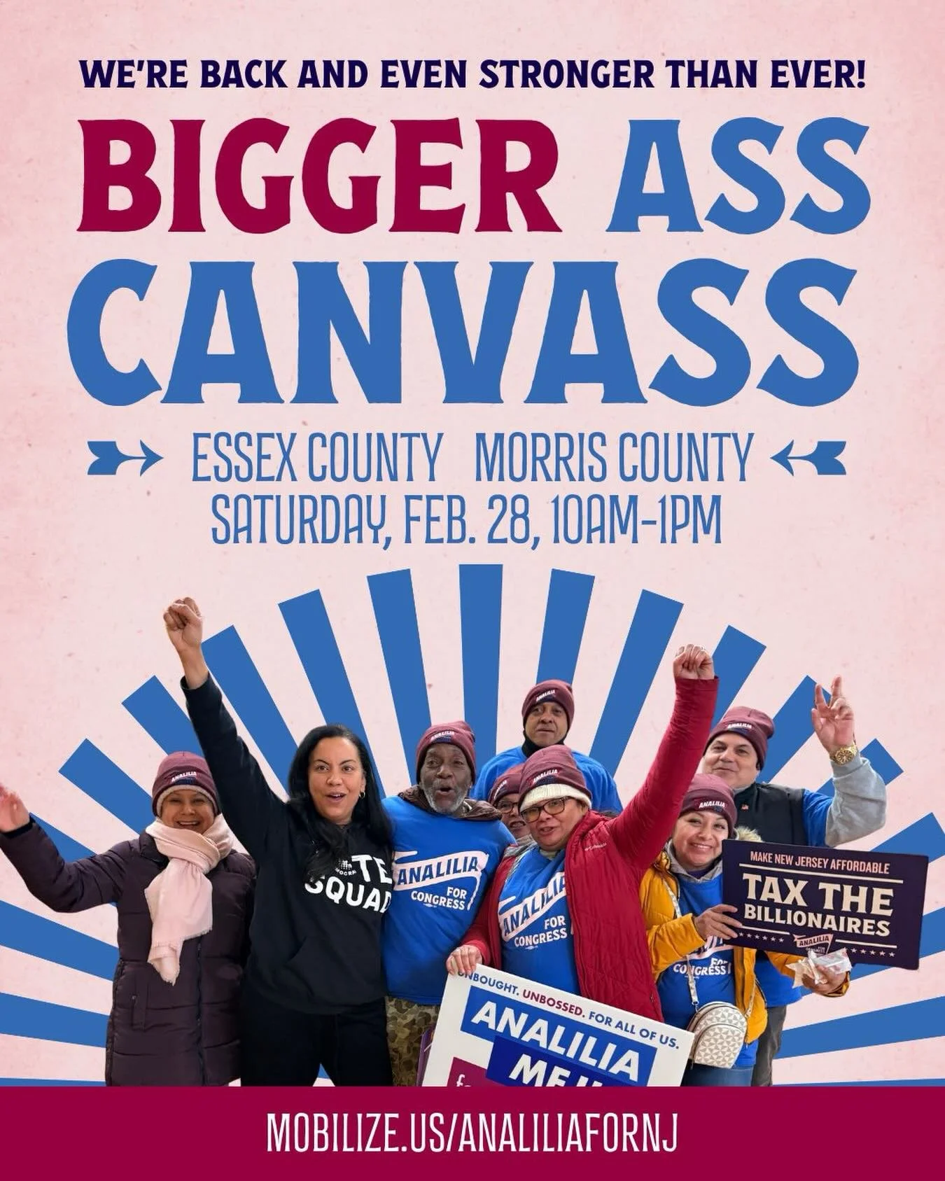 REMINDER:  We need all hands on deck for our &ldquo;Bigger Ass Canvass&rdquo; in Essex and Morris County this Saturday.
Sign up at the link in our bio!
