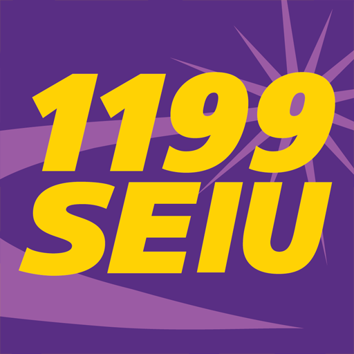 1199 SEIU Healthcare Union East logo in purple and gold