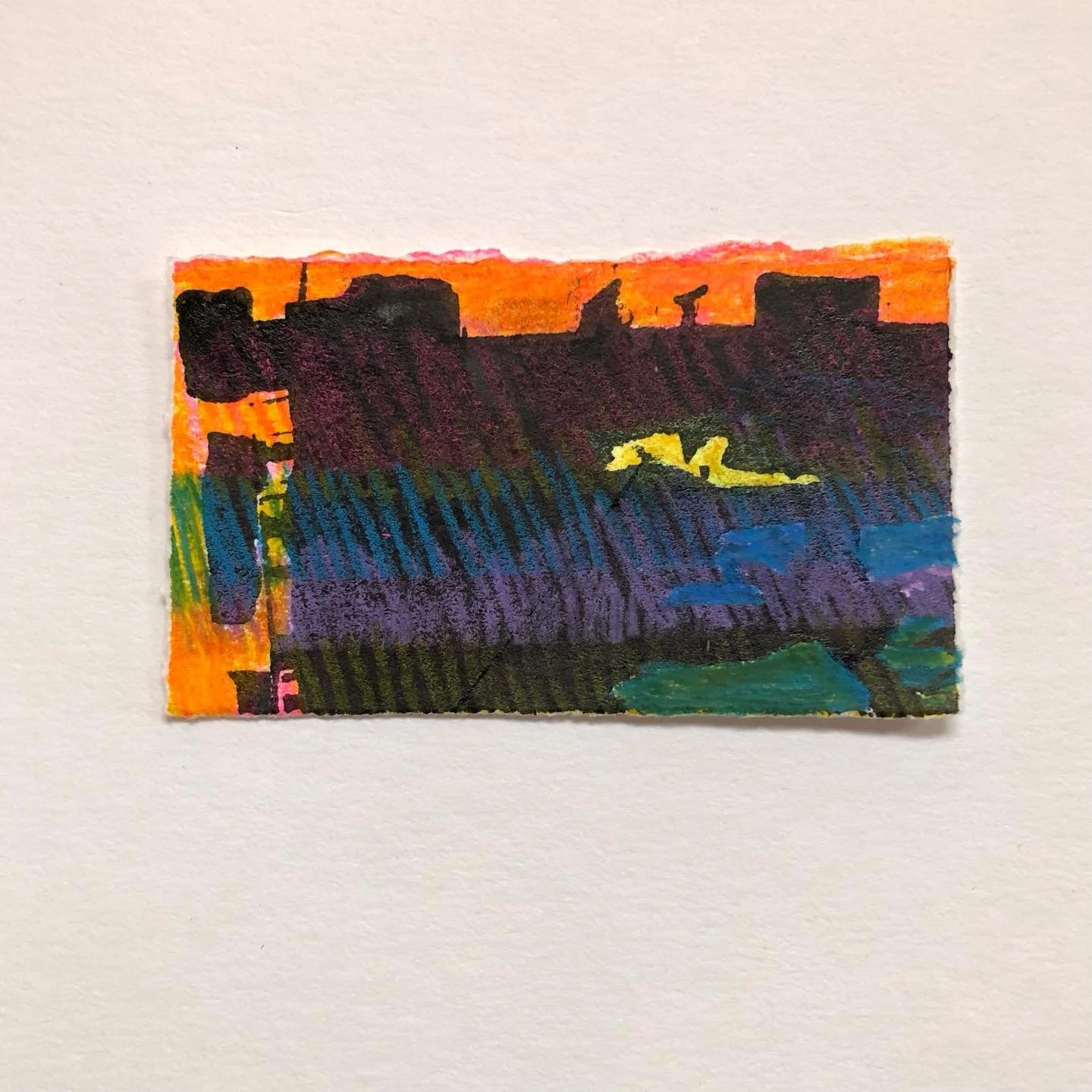 Tiny bright treats from Craft Night, precious time with friends, I highly recommend it. ink and colored pencil.