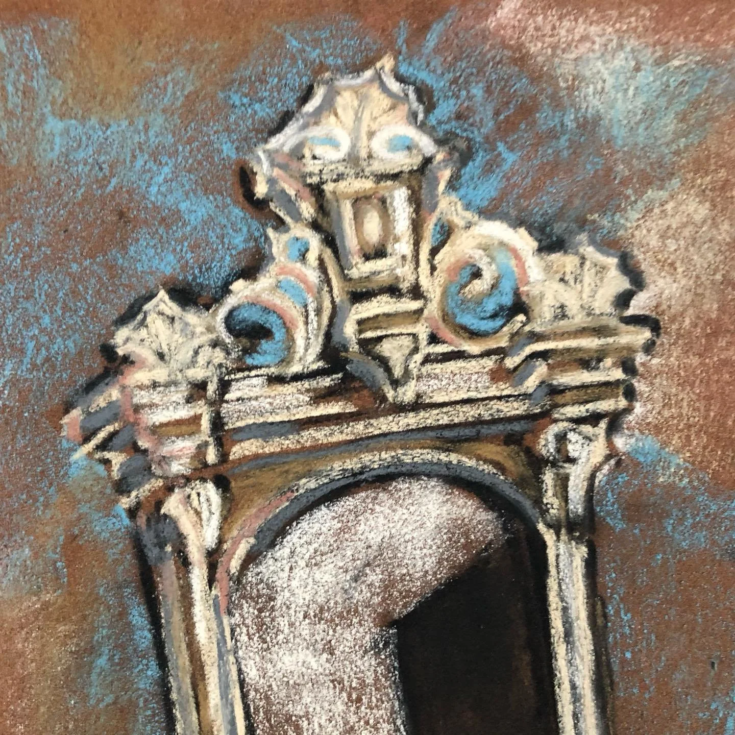 Fun to draw this mirror in pastel. it beckons... If I go through its portal I'll let you know what I find