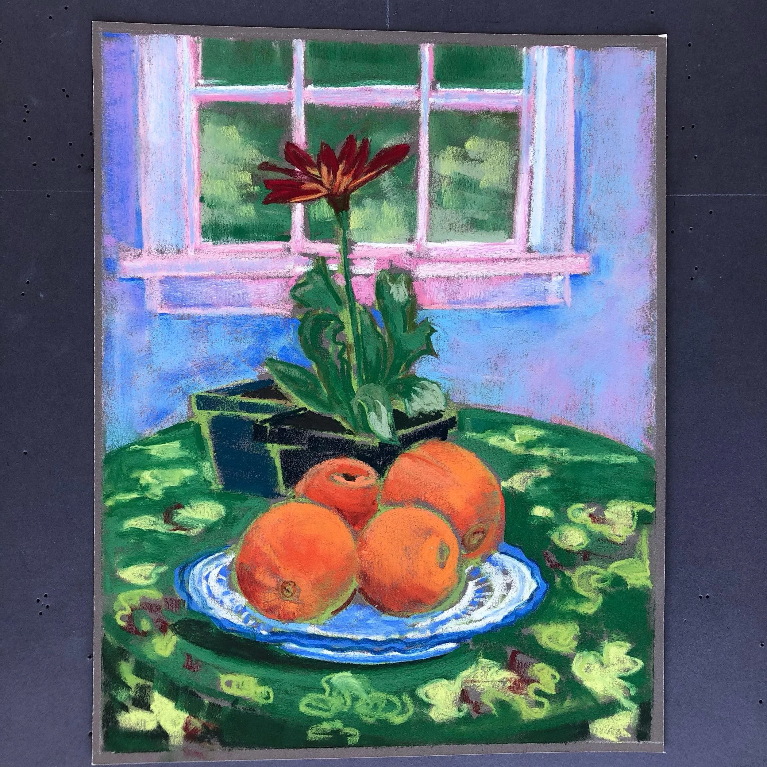 Fruit and Flower, pastel on Pastel Premier Italian Clay paper.  #pastelstilllife #maineartist