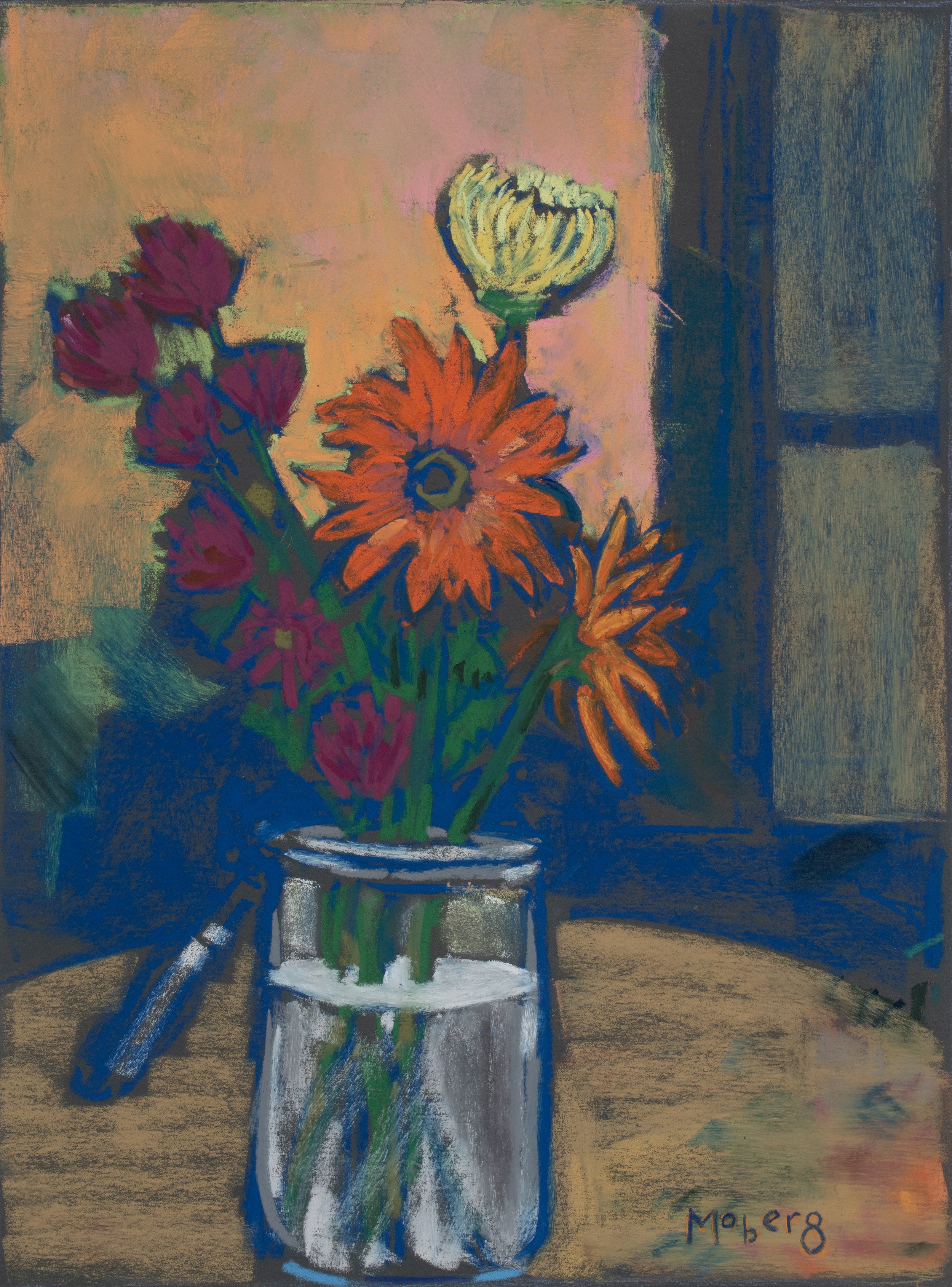 Jar of Flowers, Pastel, 12 x 9”
