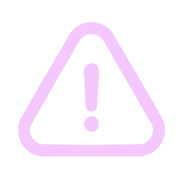 A pink outline warning triangle with an exclamation mark inside on a black background.