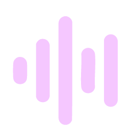 Abstract icon with vertical purple bars of varying heights on a black background.