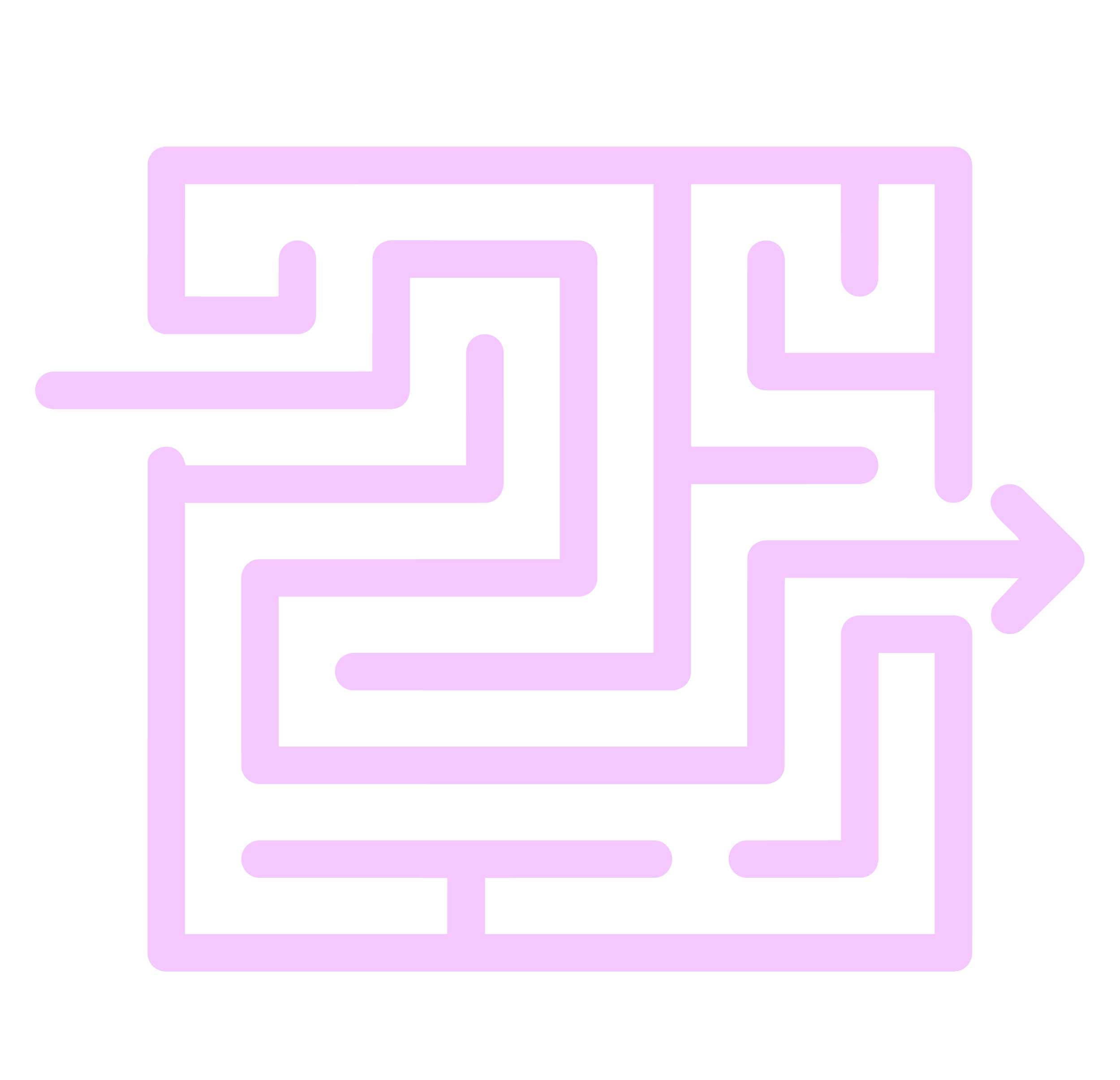 A purple maze with an entrance on the left and an exit on the right, set against a black background.