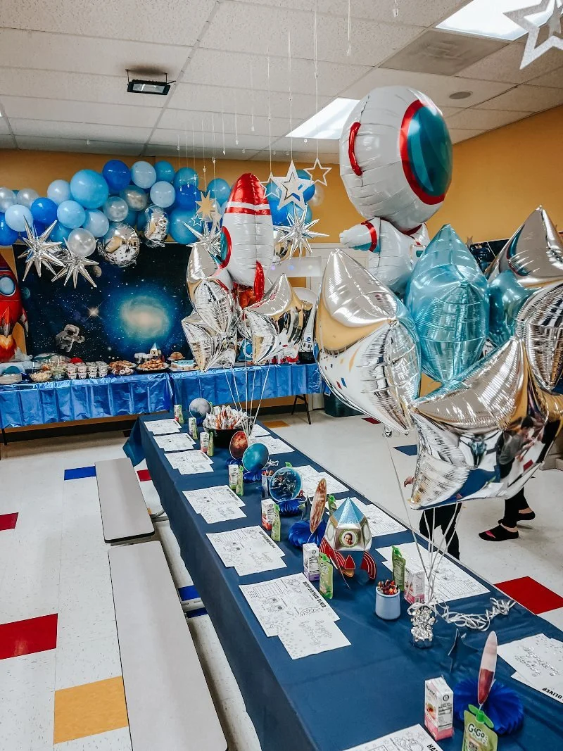 birthday party set-up at the playroom in forest hill, maryland