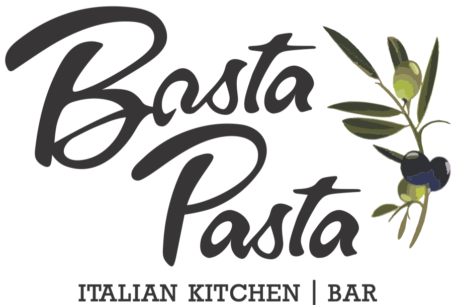 Basta Pasta Italian Kitchen and Bar in Fallston, MD logo with olive branch. Basta Pasta has transformed their dining room into a festive Halloween wonderland for a fun, spooky backdrop during October. There's also a Halloween scavenger hun for kids!