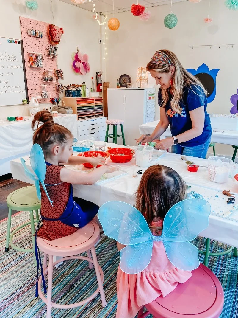 kids crafting at pixie land art studio in joppa maryland