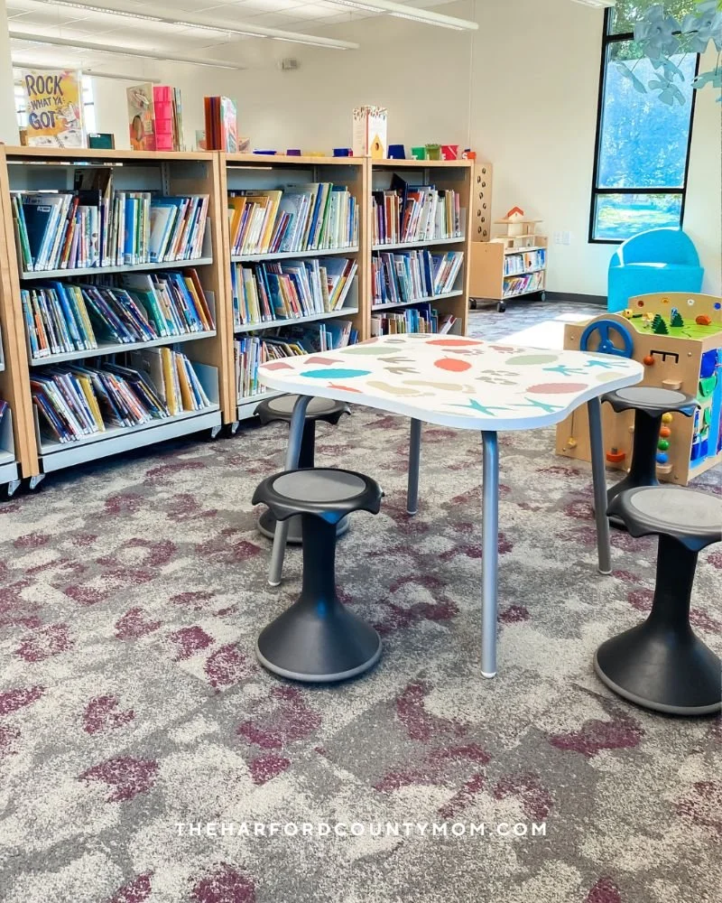 Aberdeen Library children's section with books, toys, and small tables for young learners