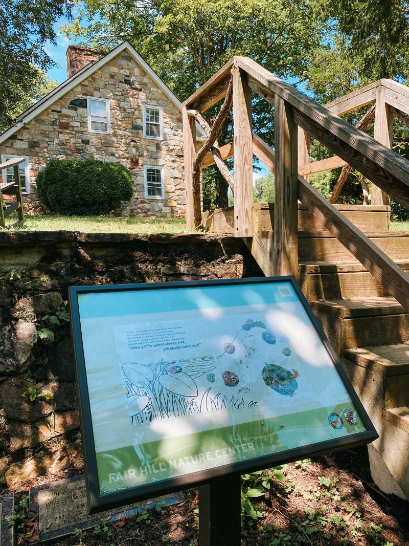 StoryWalk trail page at Cecil County's Fair Hill Nature Center