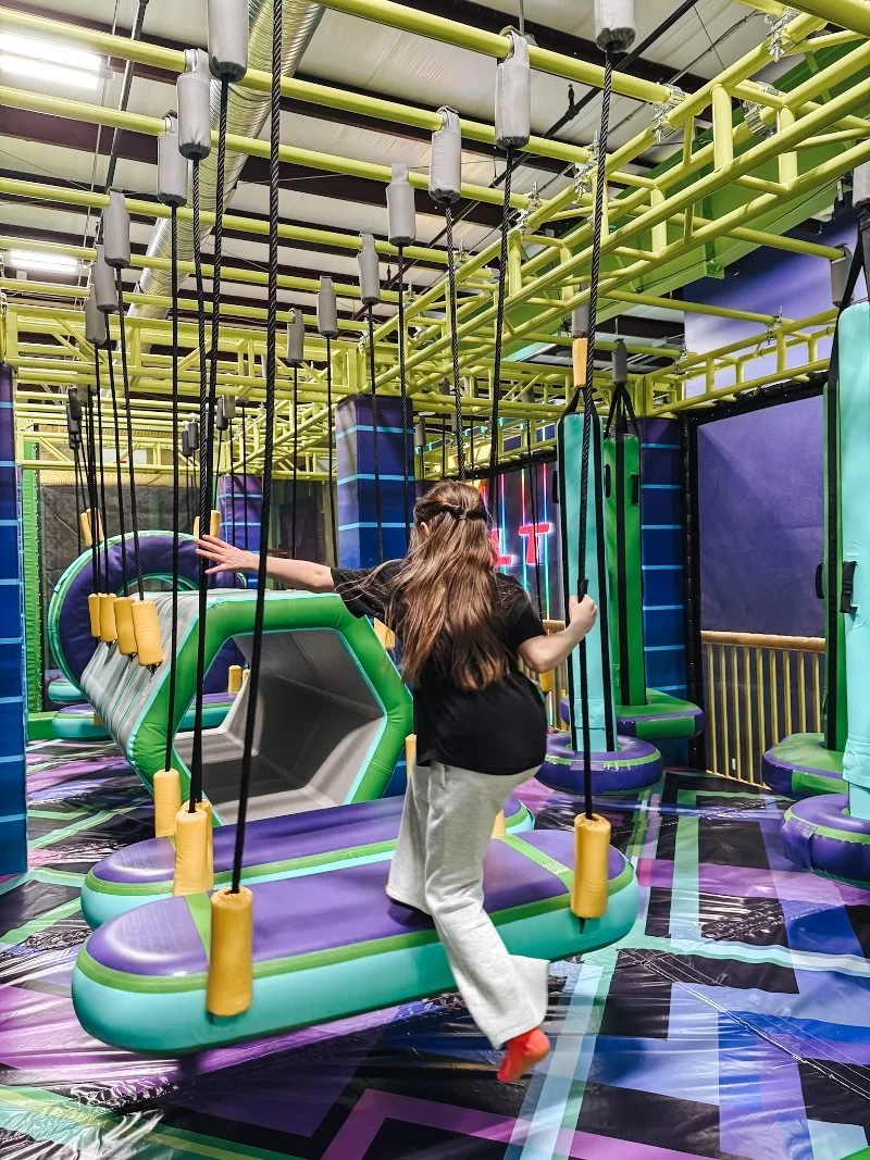girl completing a timed obstacle course at vault activeplay in forest hill, maryland