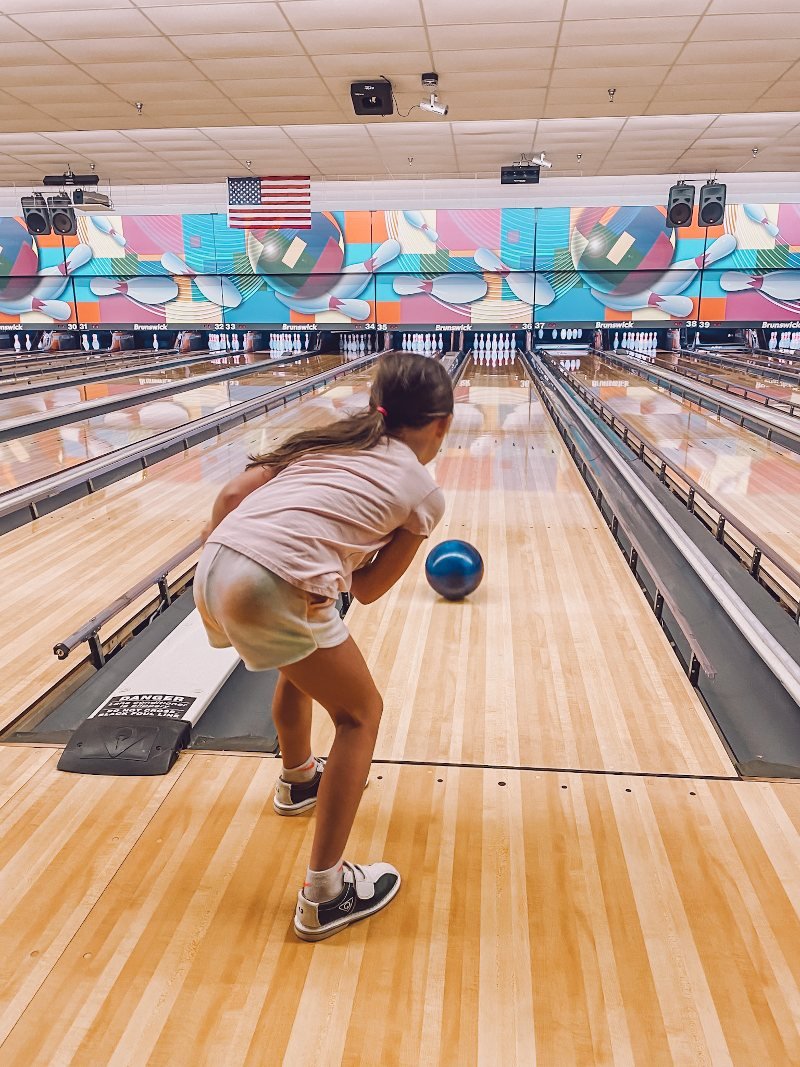 family bowling at forest hill lanes in harford county maryland