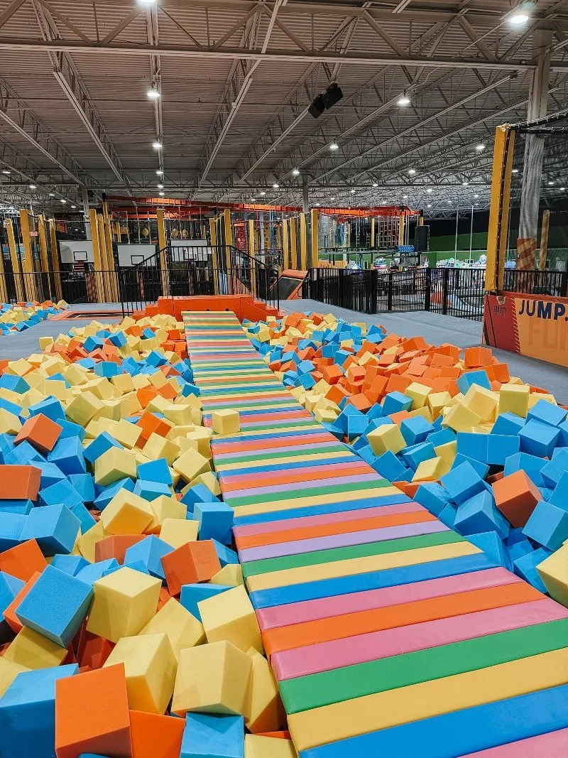 rainbow bridge over a foam pit at fun city in edgewood maryland