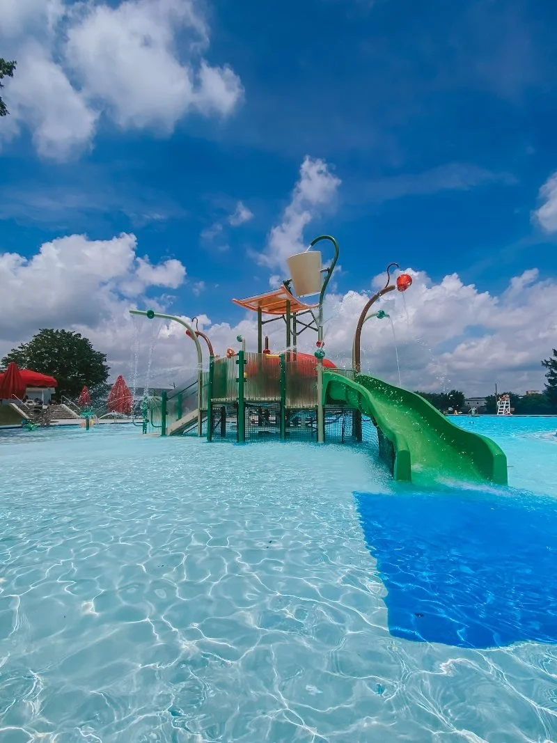 A water splash area within the Lititz Springs Pool in Pennsylvania