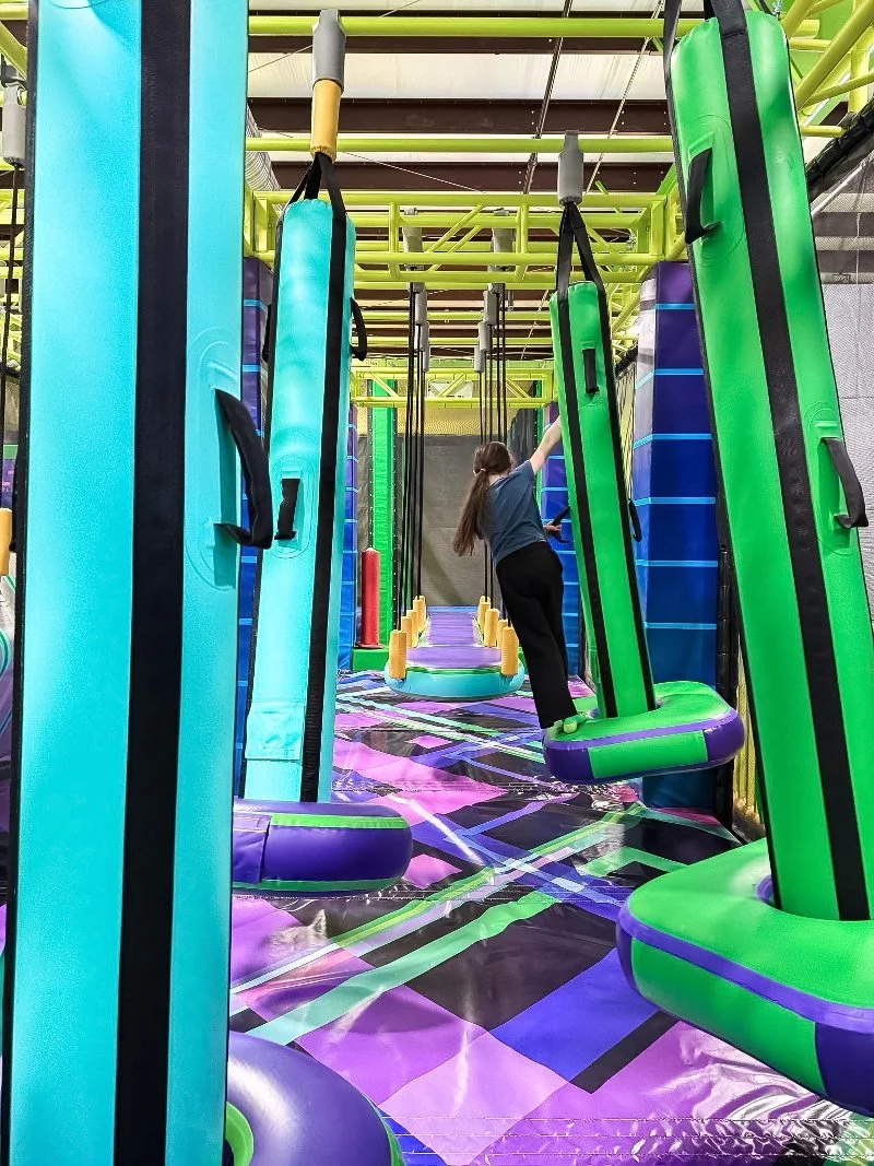 girl completing a timed obstacle course at vault activeplay in harford county maryland