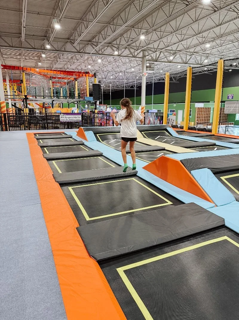 girl jumping at fun city trampoline park in harford county maryland