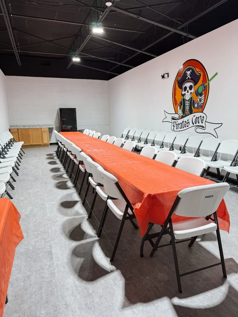 party room at pirates cove family fun center in havre de grace, maryland