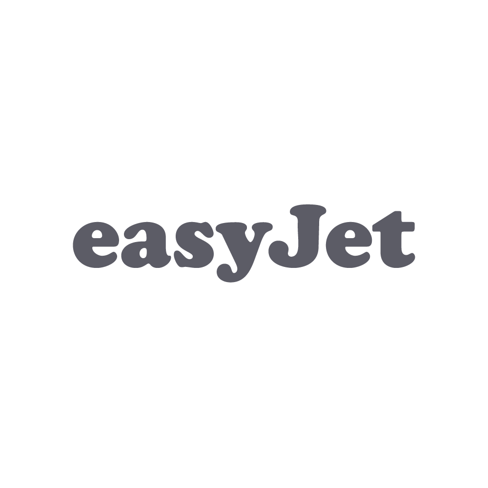 EasyJet airline logo with a stylized orange airplane and the text "easyJet" in gray.