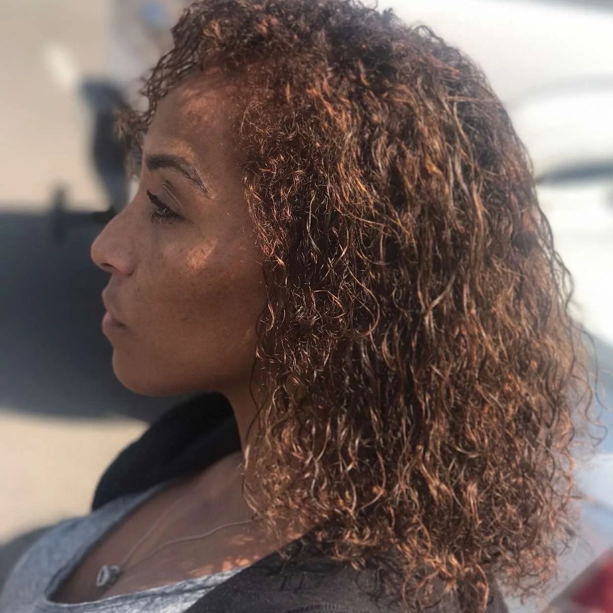 Curly balayage & a curly haircut diffused, in Albuquerque