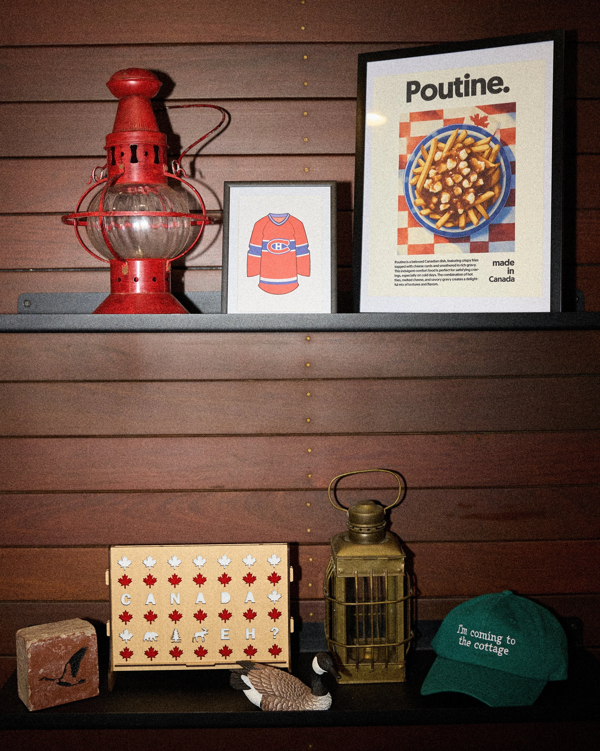 Photo by Emily Kan shows a wall with Canadian items