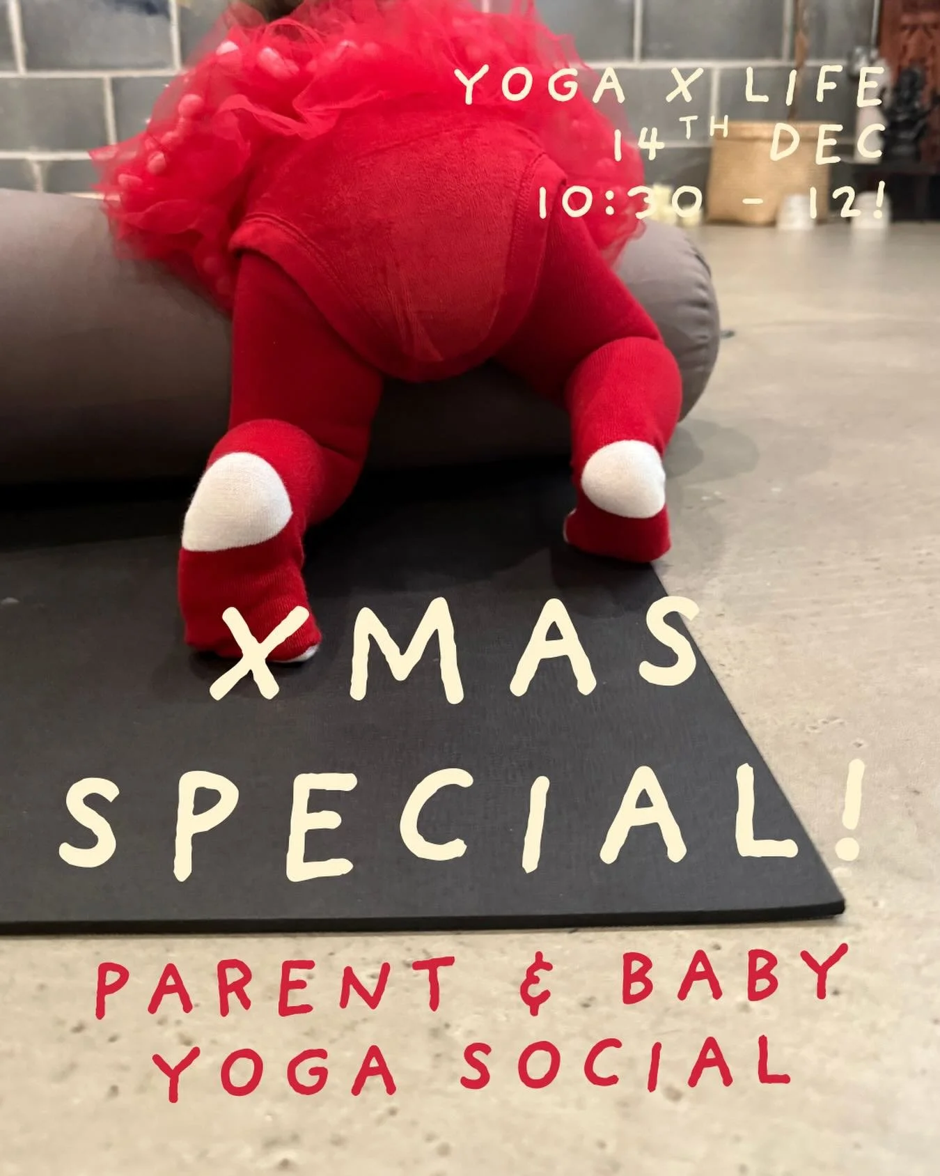 Join us for a playful Xmas special parent and baby yoga class @yogaxlifestudios on Sunday 14th December 10:30-12 🎄 
This will be an interactive baby yoga class so please bring a sling&hellip; (with a play area for babes who are not feeling it this d