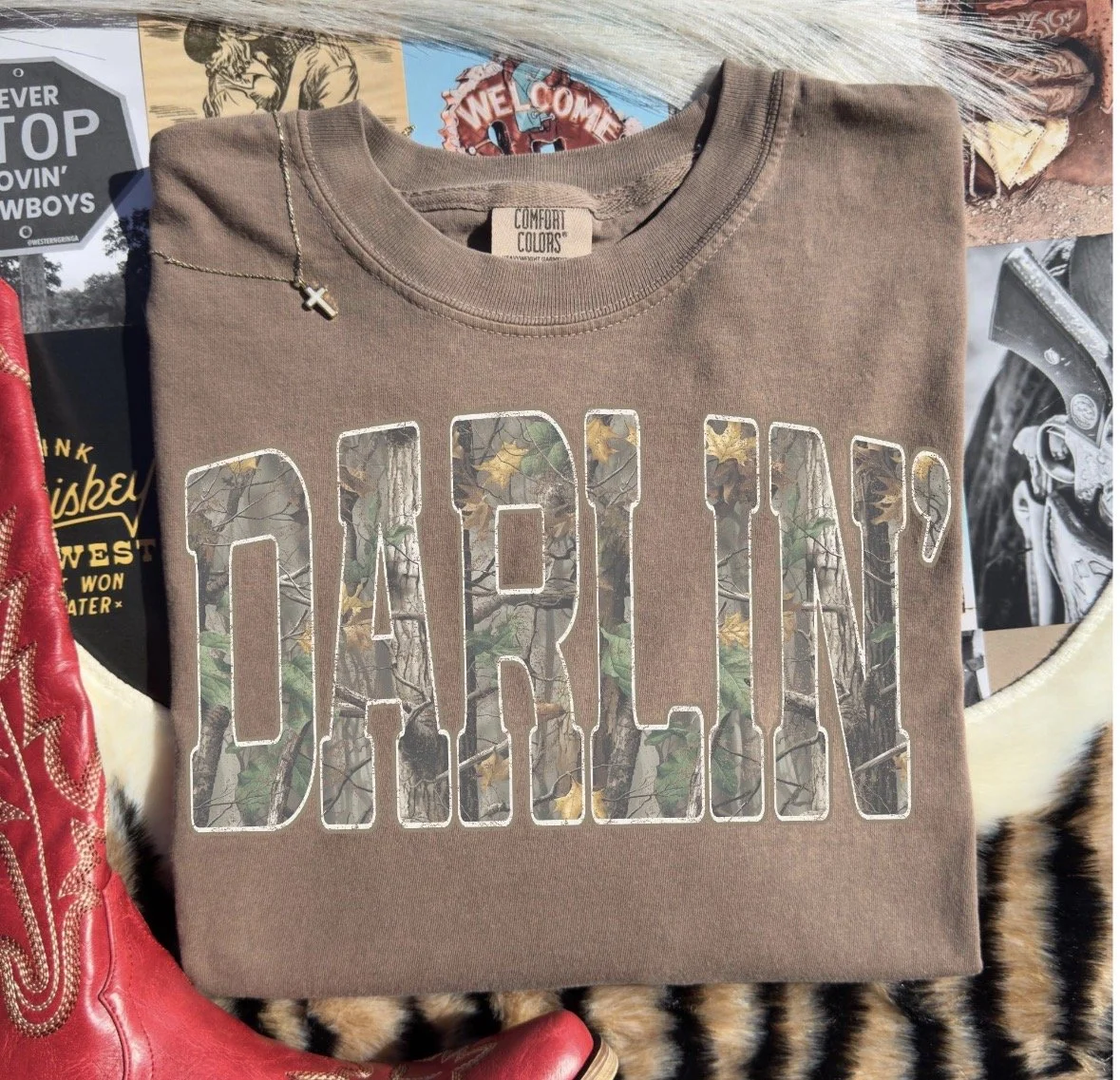 Retro Camo Western Darlin’ Tee