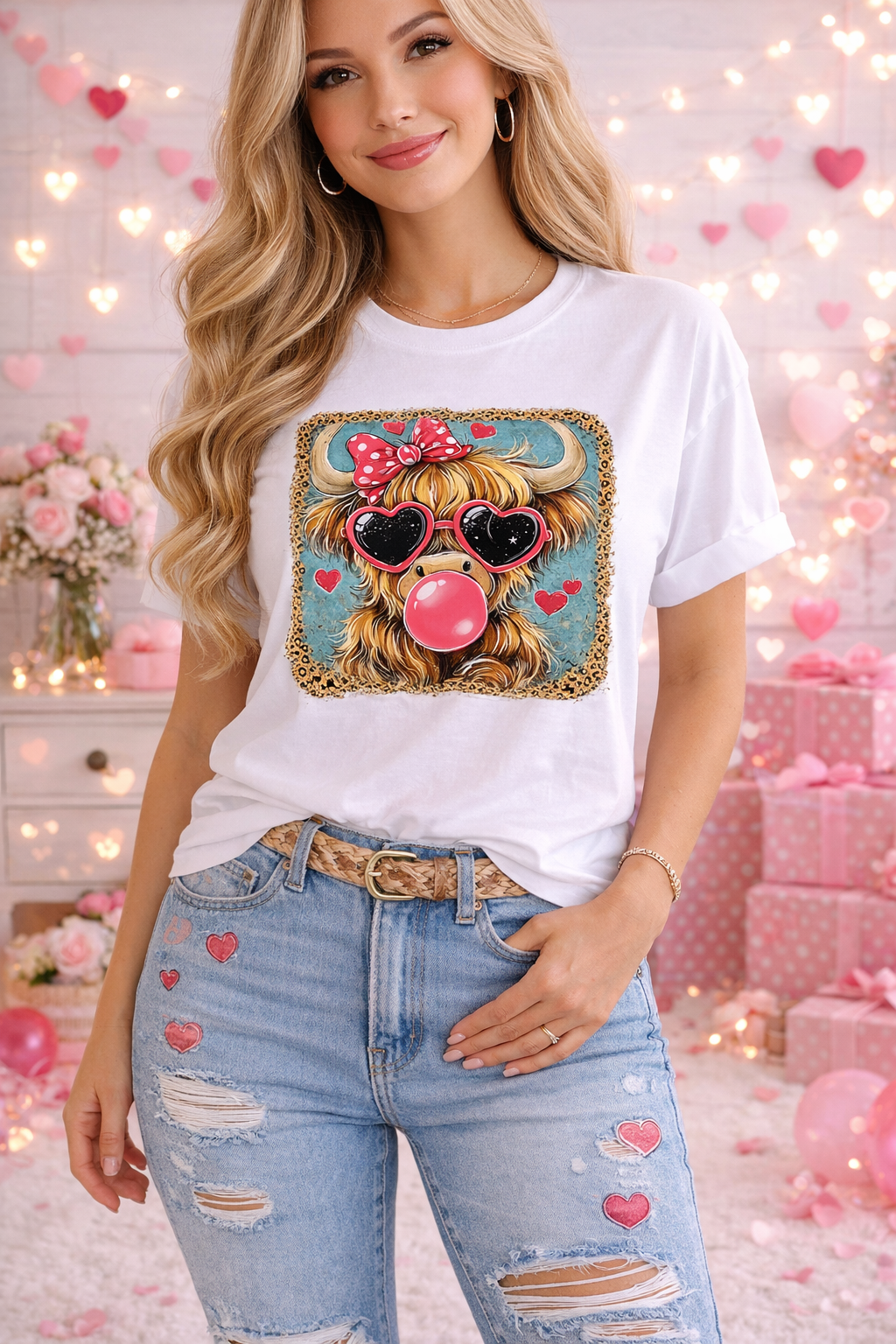 Bubblegum Cow Valentine Tee