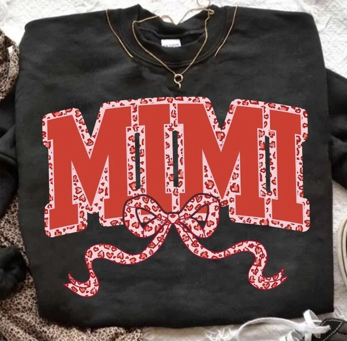 Mama, Mimi, Nana & Gigi Leopard Bow Tee or Sweatshirt