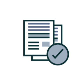 Icon of documents with a checkmark notification symbol