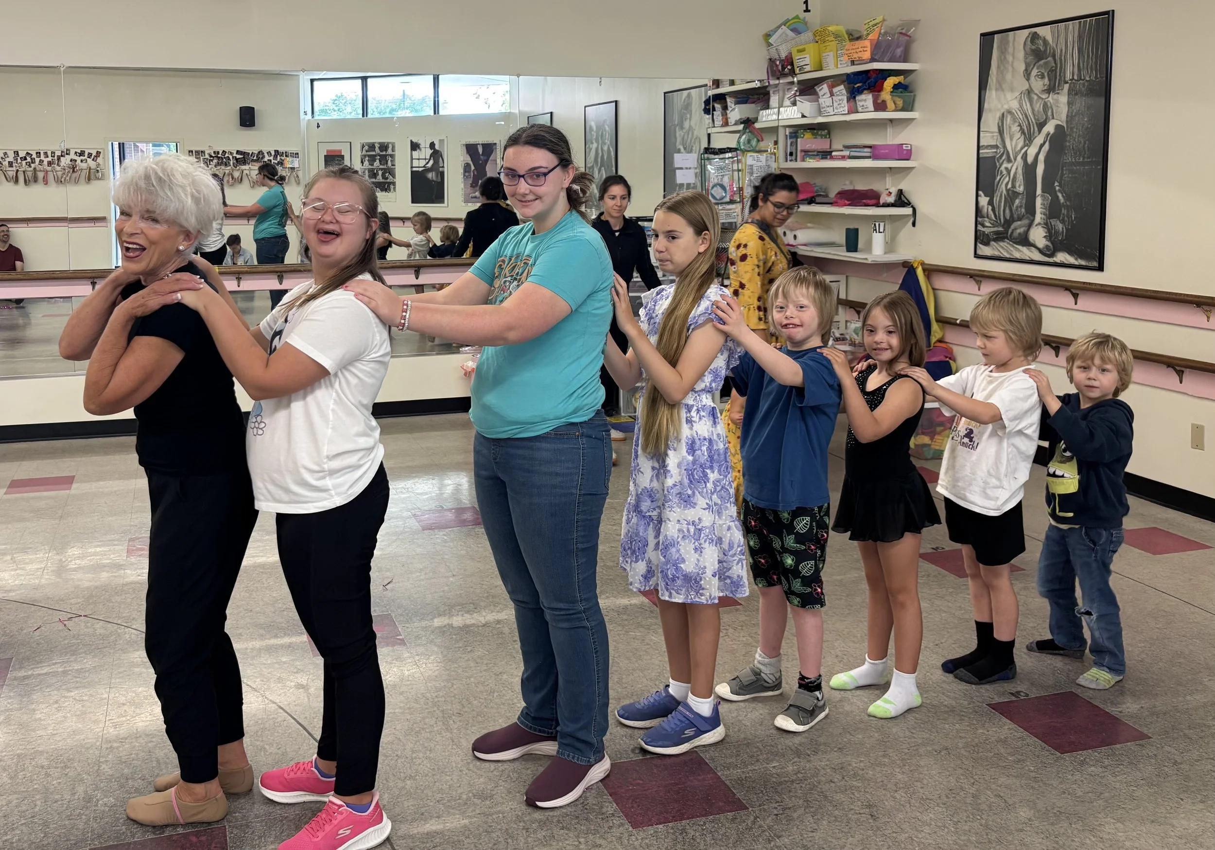  Amelia, second from left, joins members of Amelia’s Friends Foundation for an outing at Shelly’s Dance Studio last year. (Photo provided)  