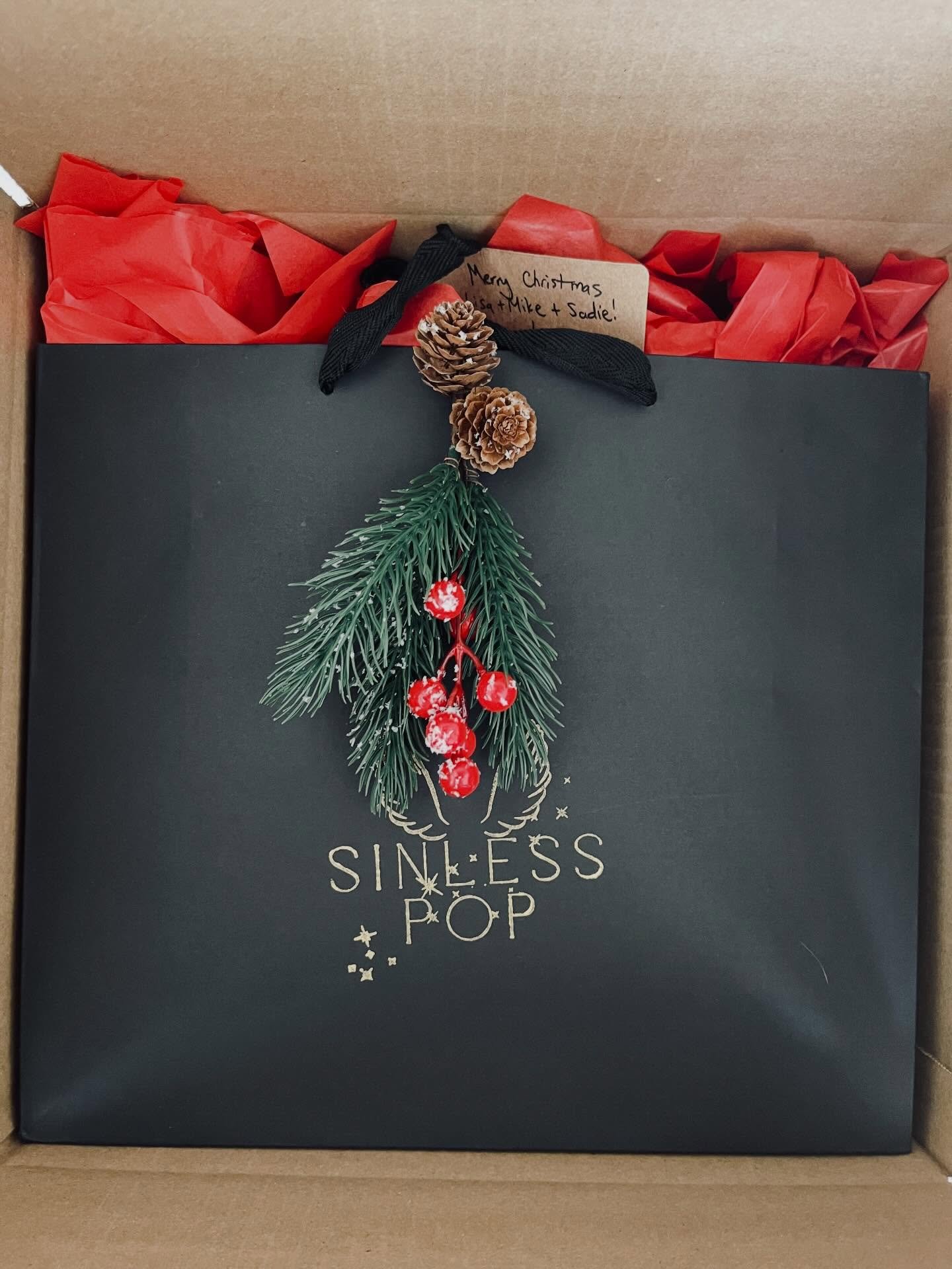 This is what a holiday delivery from Sinless Pop looks like to each lucky recipient!

Final holiday packages are going out this week and every single one is just gorgeous.

Today is your last day to send one of these beauties to a lucky loved one for