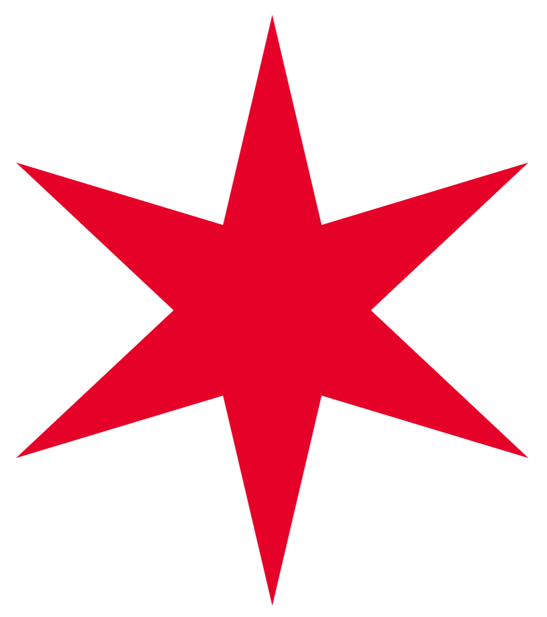 Red and black compass rose symbol