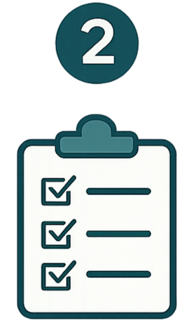 Checklist on a clipboard with three checked boxes and a blue circle with the number two at the top.