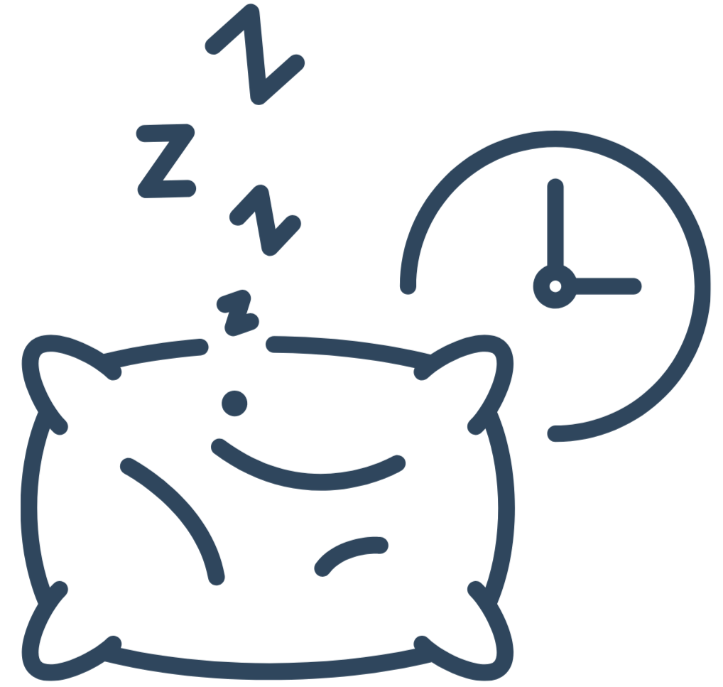Sleeping cat with a clock showing 3:00 and z's indicating sleep.