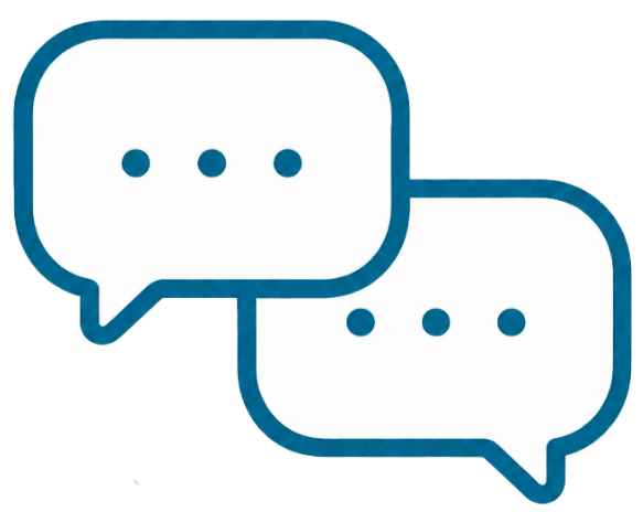 Two speech bubbles with ellipsis inside indicating conversation or communication.