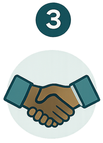 Illustration of a handshake with a number 3 above it.