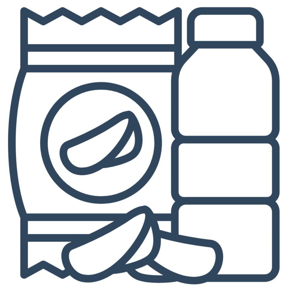 Line drawing of a laundry detergent bottle, a box of washing powder, a few pieces of soap, and soap flakes.