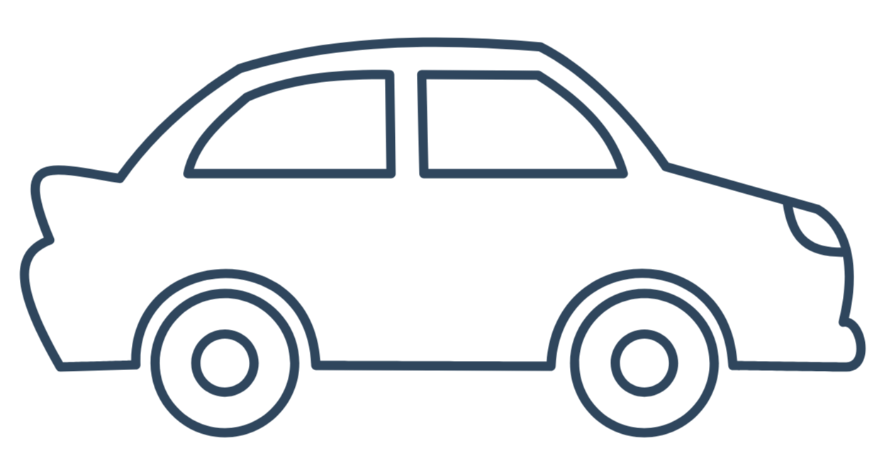 Outline of a car with four doors, depicted in a simple, minimalistic style.