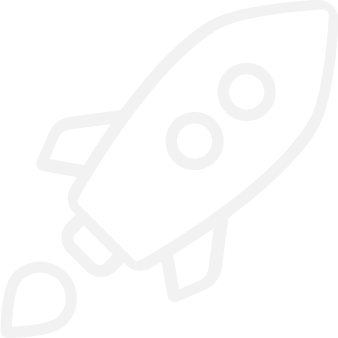 Outline drawing of a rocket with flames at the bottom.