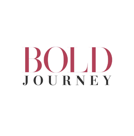 Text reading 'BOLD JOURNEY' with 'BOLD' in large pink uppercase letters and 'JOURNEY' in smaller black uppercase letters below.
