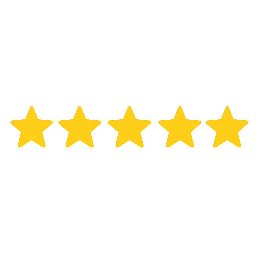 Black sign with white text reading 'Customer Service' above five yellow stars.