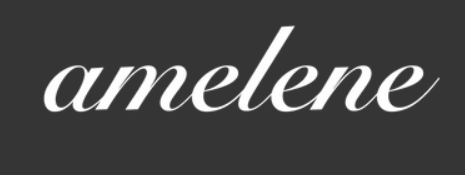 The word "amelene" written in white cursive font on a black background.