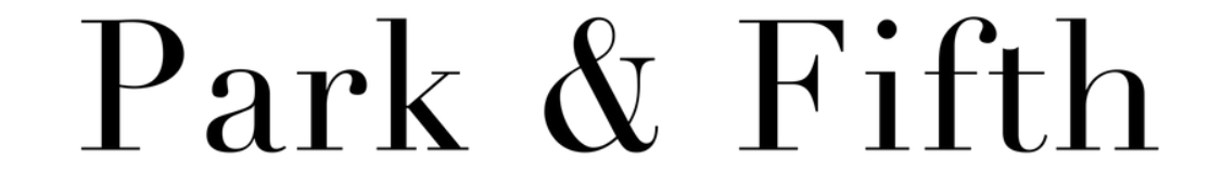 Text showing the words "Park & Fifth" in black font on a white background.